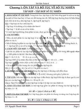 Tài liệu Toán 6 - Chương 1 Ôn tập và bổ túc về số tự nhiên - Nguyễn Thanh Nhân